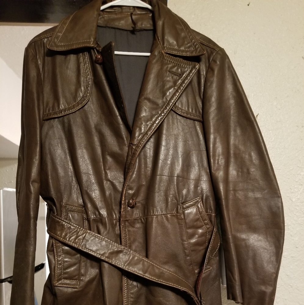 Vintage Brown Leather Jacket size 42 70s